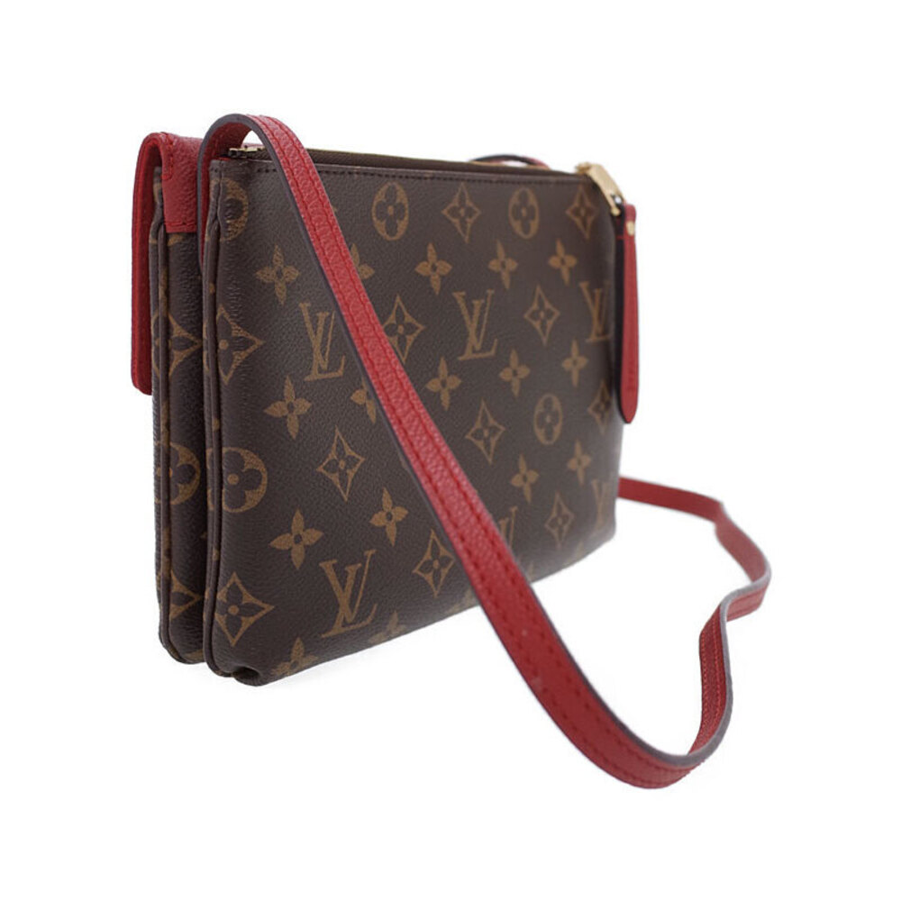 Louis Vuitton Monogram Brown Bag Twice Leather Shoulder